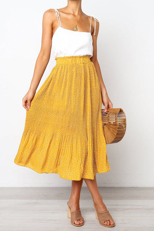 Effortlessly Chic Polka Dot Pleated Skirt Set