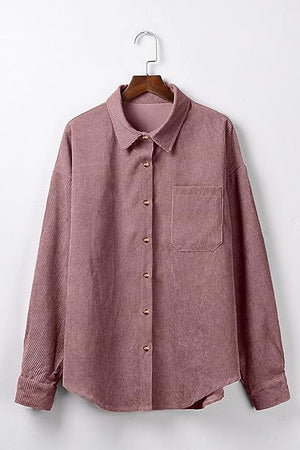 Sleek Suede Oversized Button-Down Shirt