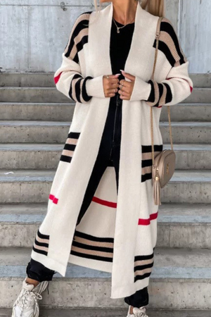 Cozy Striped Long Knitted Cardigan