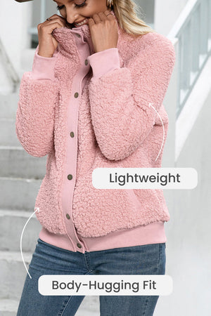 Cozy Long Sleeve Button Sherpa Jacket