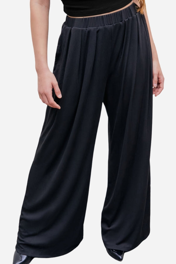 Stretchy Wide-Leg Pants