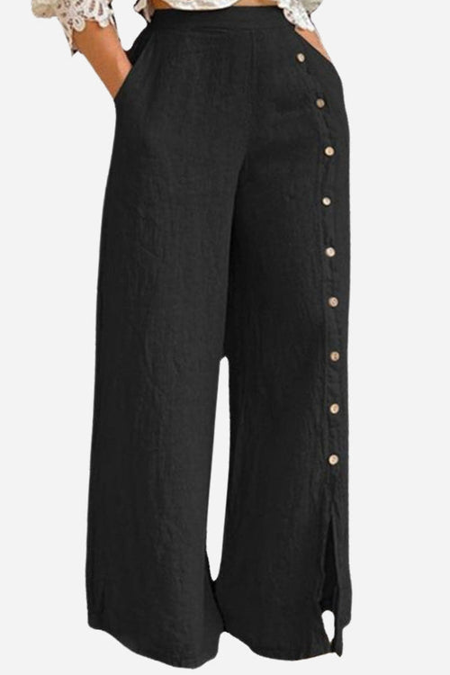 Button Wide Leg Pants