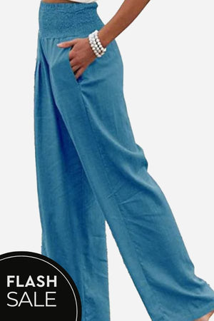 High-Waist Polyester Palazzo Pants