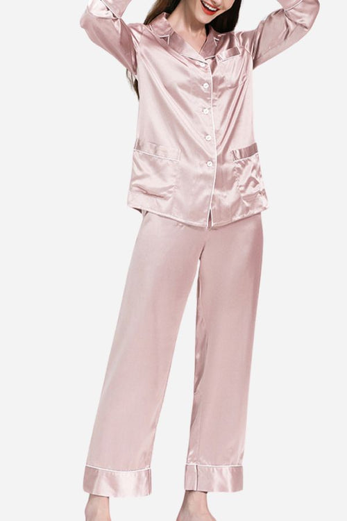 Long Sleeve Button-Up Mulberry Silk Pajamas