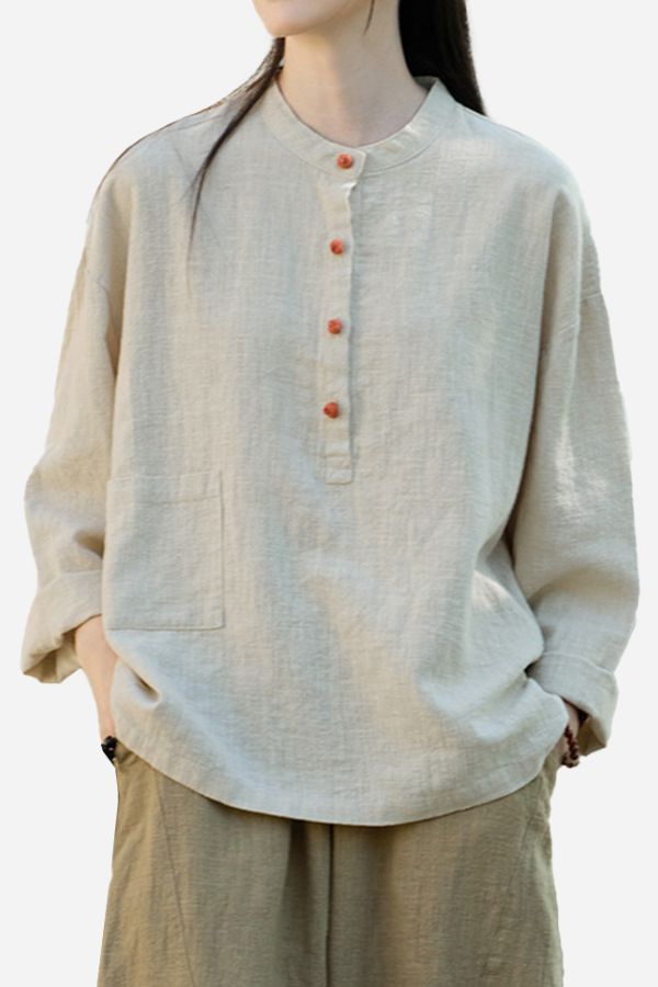 One Size Fits All Ramie Linen & Cotton Blouse