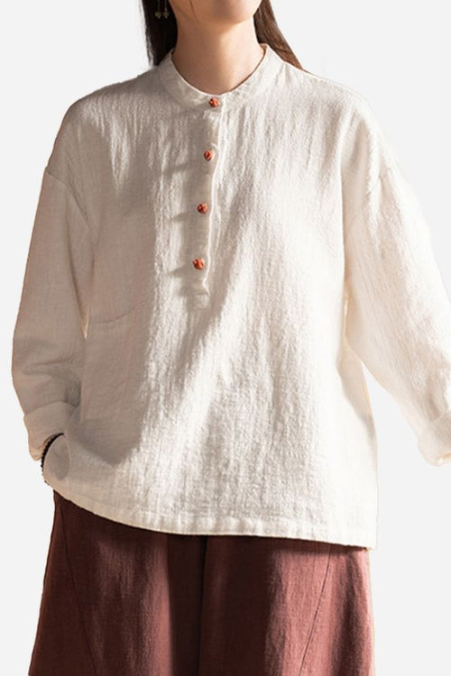 One Size Fits All Ramie Linen & Cotton Blouse