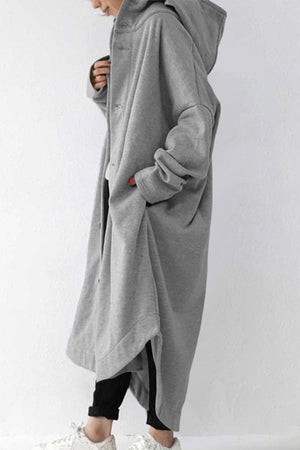 Oversized Everyday Buttoned Hooded Coat