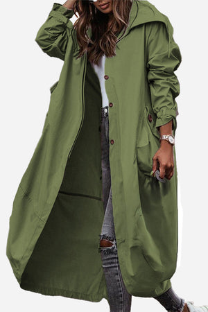 Plus Size Travel-Friendly Hooded Coat