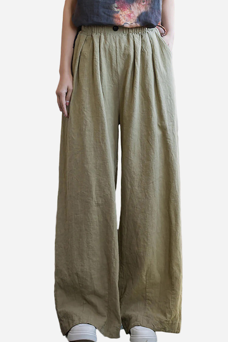 Sandwashed Ramie Linen Pants with Plush Lining