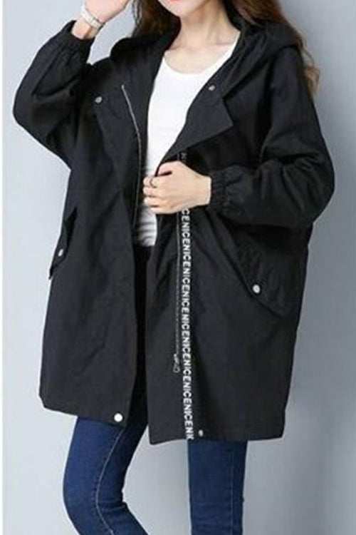 Travel Fashion Hooded Trench Coat