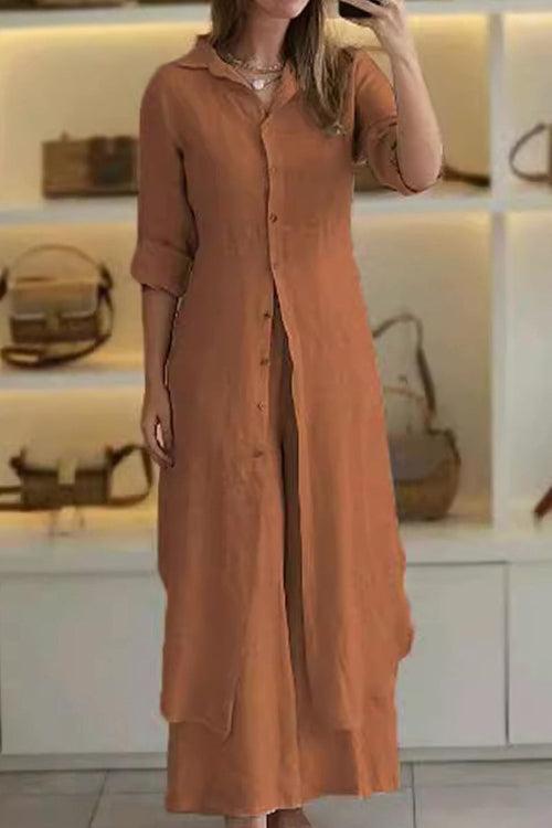 Refined Comfort Coordinated Wide-Leg Two-Piece