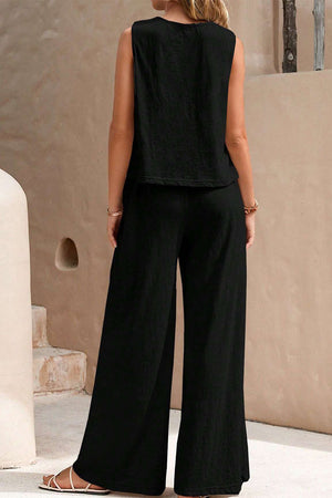 Sleeveless Wide Leg Pants Set