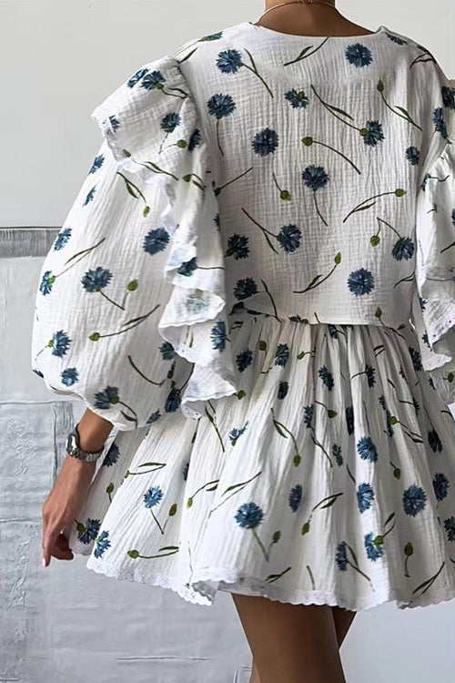 Sweet Countryside 100% Cotton Ruffled Two-Piece Set