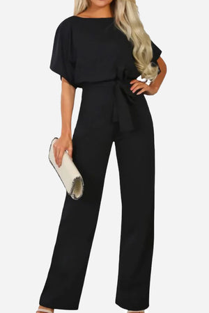 Chic Short-Sleeved Wide-Leg Jumpsuit