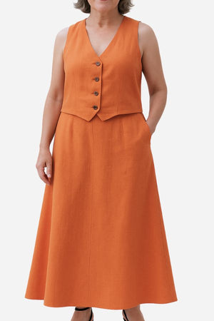 Cotton-Linen Blend Mediterranean Sunset Two-Piece