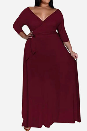 Elegant Plus Size Belted Dress