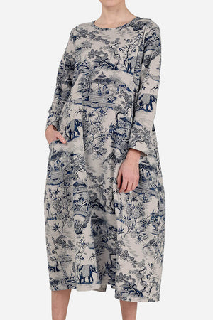 Japanese Porcelain Print Dress