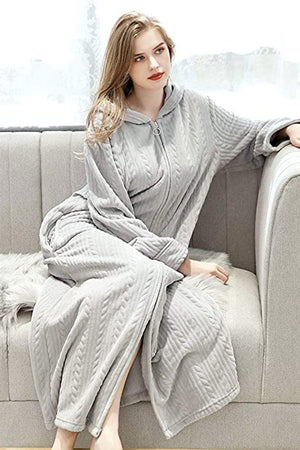 Stylish Flannel Hooded Nightgown