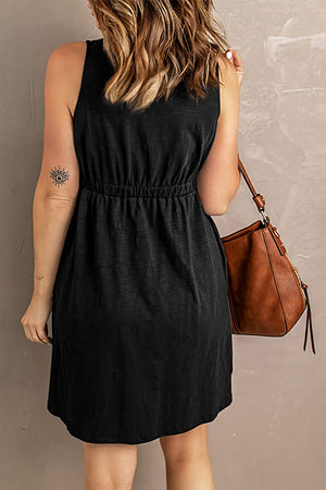 Fashionable V-Neck Button Down Dress