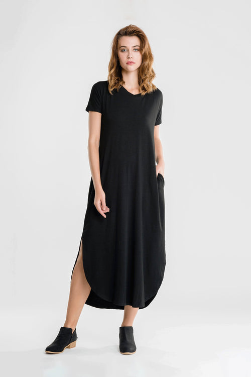 Side Slit Maxi Dress with Pockets